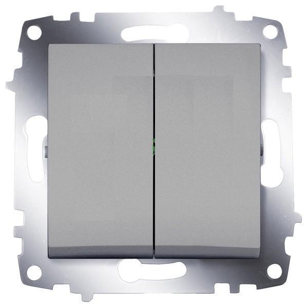 COSMO б/рамки Выключатель 2 кл алюминий/серебро ABB